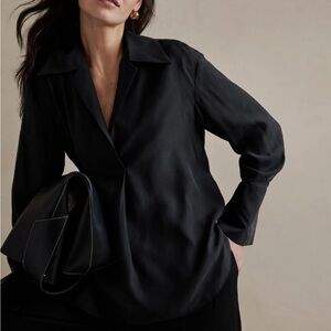 Banana Republic Black Aurora Mulberry Silk Shirt